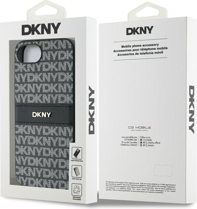 Produktbild DKNY Etui Repeat Texture Pattern with Tonal Stripe do iPhone 16e czarny (Apple iPhone 16e)
