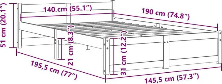 Image du produit vidaXL Bettrahmen (140 x 190 cm)