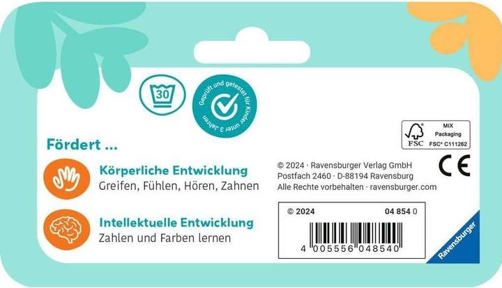 Image du produit Ravensburger 4854 play+ Mon tout premier livre de jeu : Chiffres et couleurs, livre en tissu, livre à câliner (Allemand)