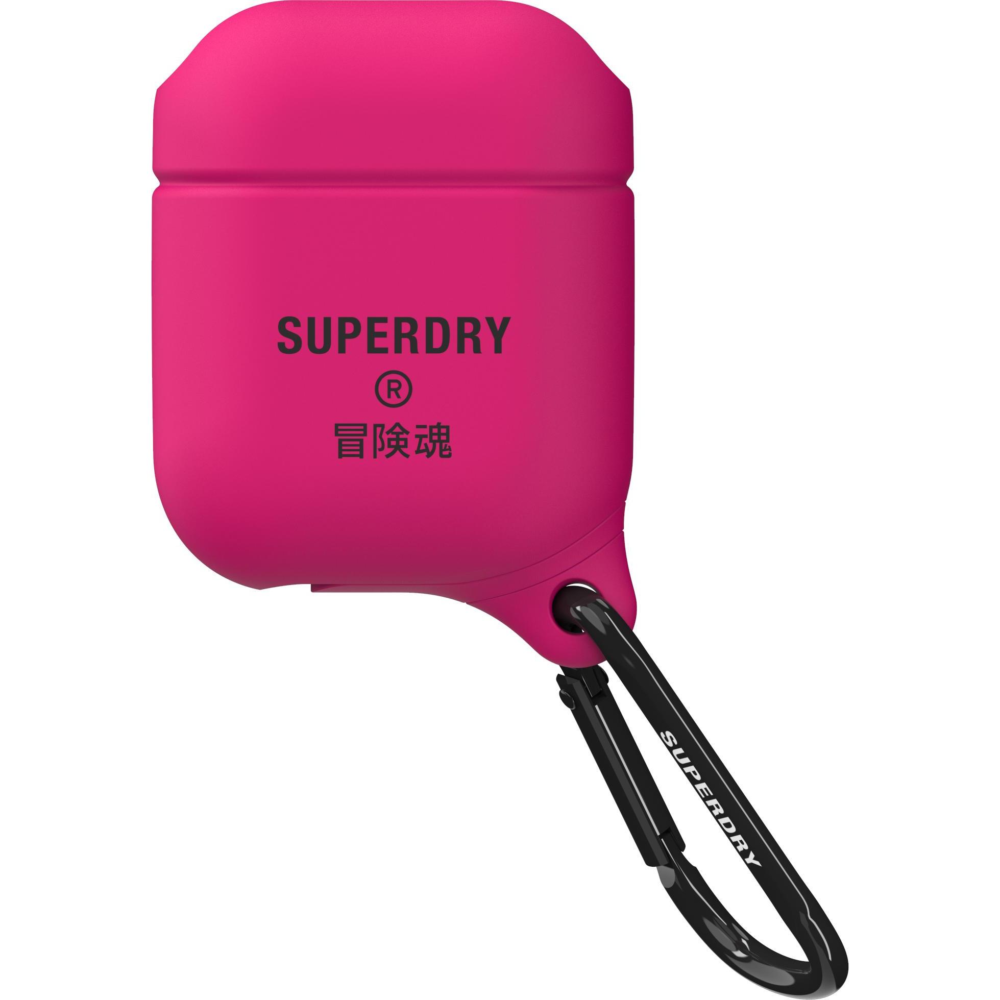 Superdry Wasserdichte Schutzhülle für AirPods 1/2 in Pink (Kopfhörer Hülle), Kopfhörertasche + Schutzhülle, Pink