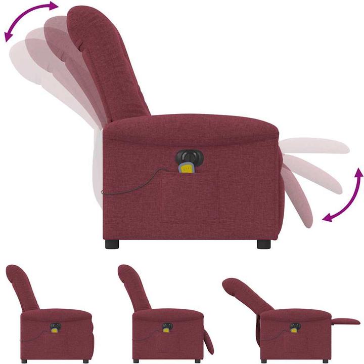 Actual product image vidaXL Massage chair electric wine red fabric