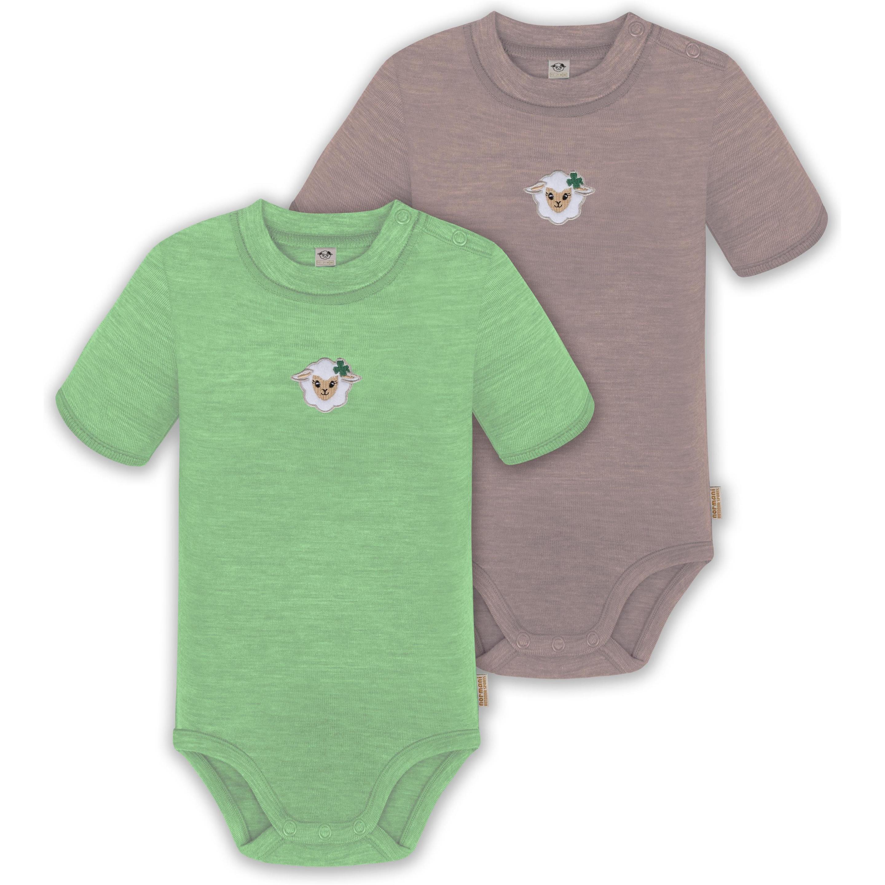 Normani, Herren, Body, 2er Set Baby Merino Kurzarmbody „Tihoi" - 9317, Grün, (92)
