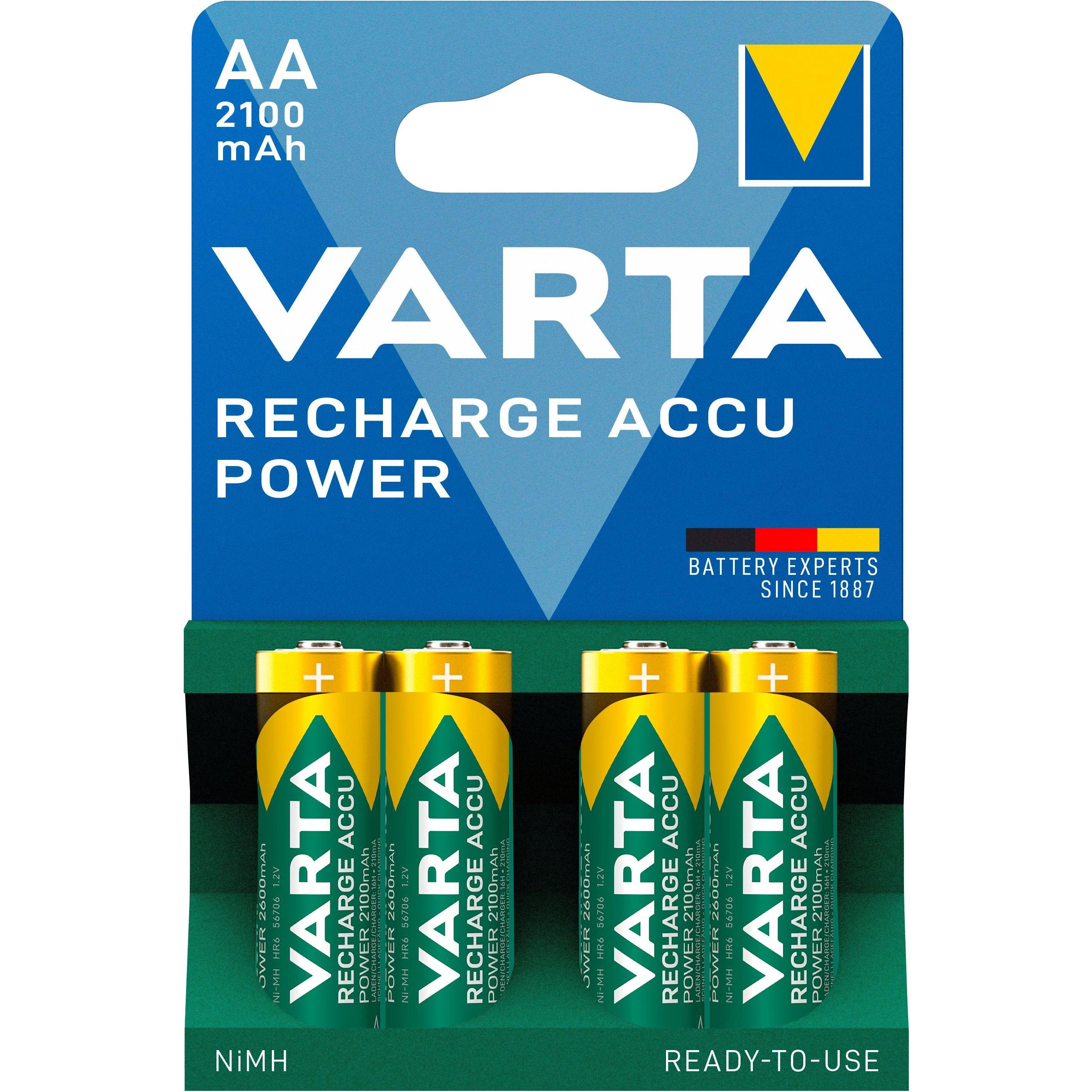 Varta Recharge Accu Power (4 Stk., AA, 2100 mAh), Batterien + Akkus