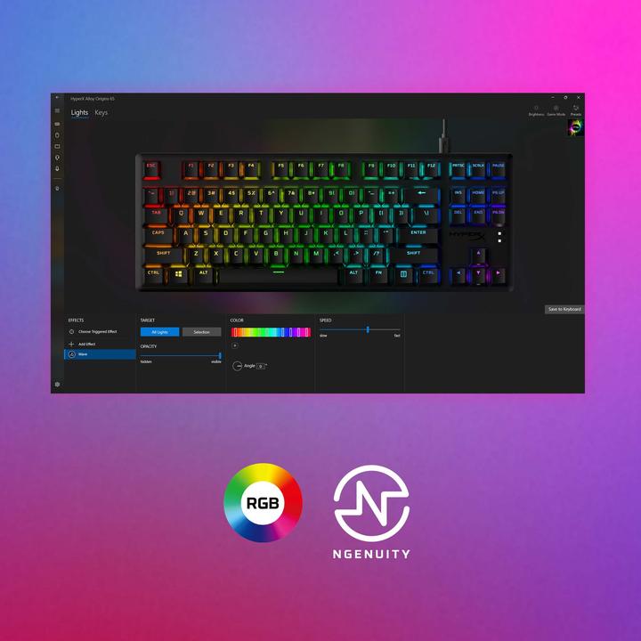 Actual product image HP Alloy Origins Core PBT HX Blue - Mechanical Gaming Keyboard (DE, Cable)