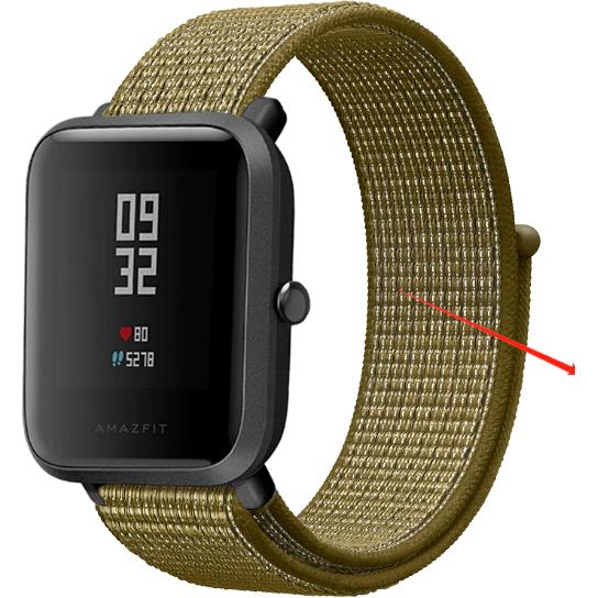 Strap-it Armband (20 mm, Nylon, Amazfit Bip), Uhrenarmband, Grün