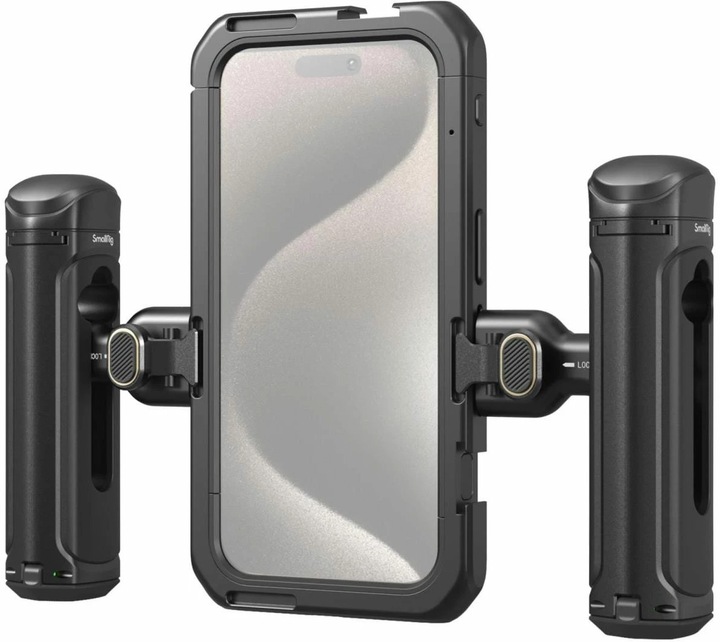 Immagine prodotto SmallRig Kit video mobile (doppio palmare) per iPhone 15 Pro (Gabbietta)