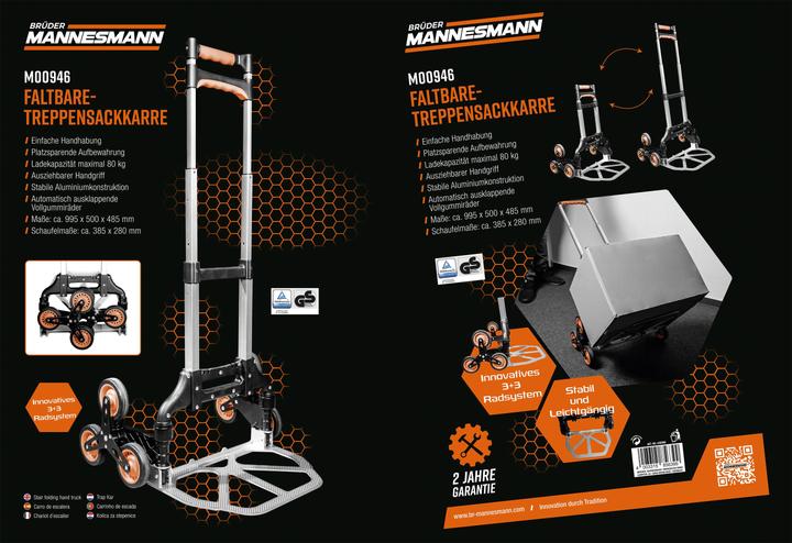 Immagine prodotto Mannesmann M00946 Carrello per scale pieghevole Acciaio, plastica Capacità di carico (max) (80 kg, 1)