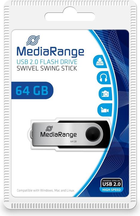 Image du produit MediaRange Memory Drive 2.0 Swivel (64 Go, USB-A)