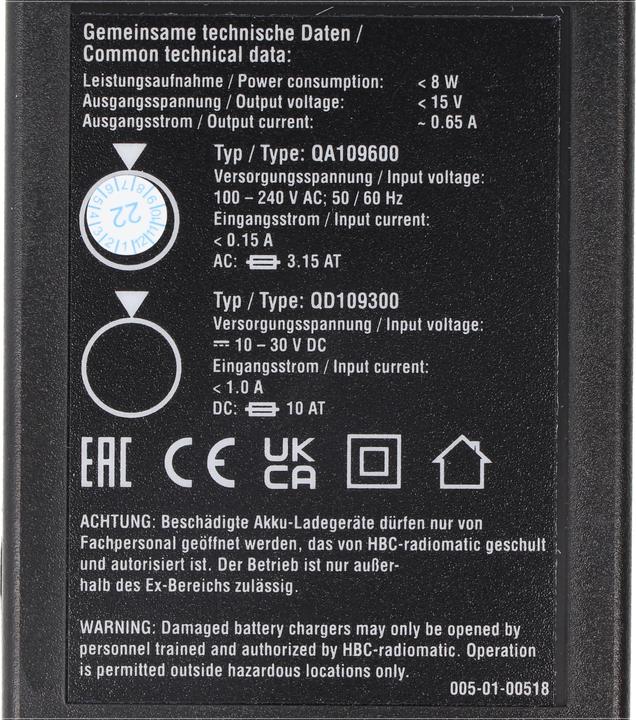 Immagine prodotto HBC Radiomatic Original-Ladegerät HBC QA109600 für HBC FUB03, FUB05, FUB9NM