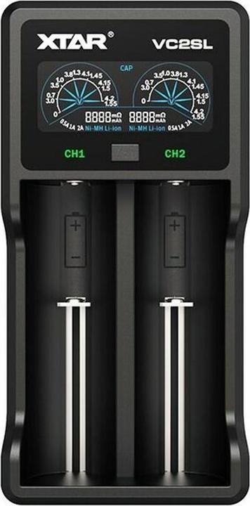 Xtar VC2S Ladegerät (1 Stk., A, C, D, AAAA, AAA, AA, Ladegerät inkl. Akku)