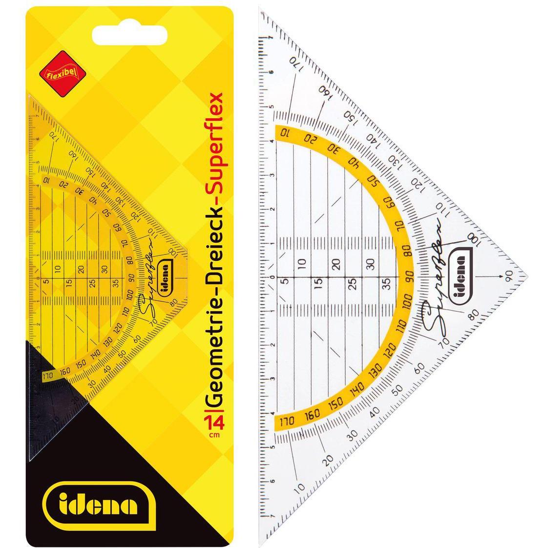 Idena, Righello, Set quadrato flessibile piccolo trasparente (14 cm, Materiale sintetico)