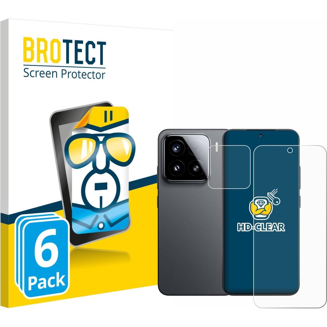BROTECT Pellicola Trasparente (6 Pezzo/i, Xiaomi 15), Pellicola protettiva smartphone, Trasparente