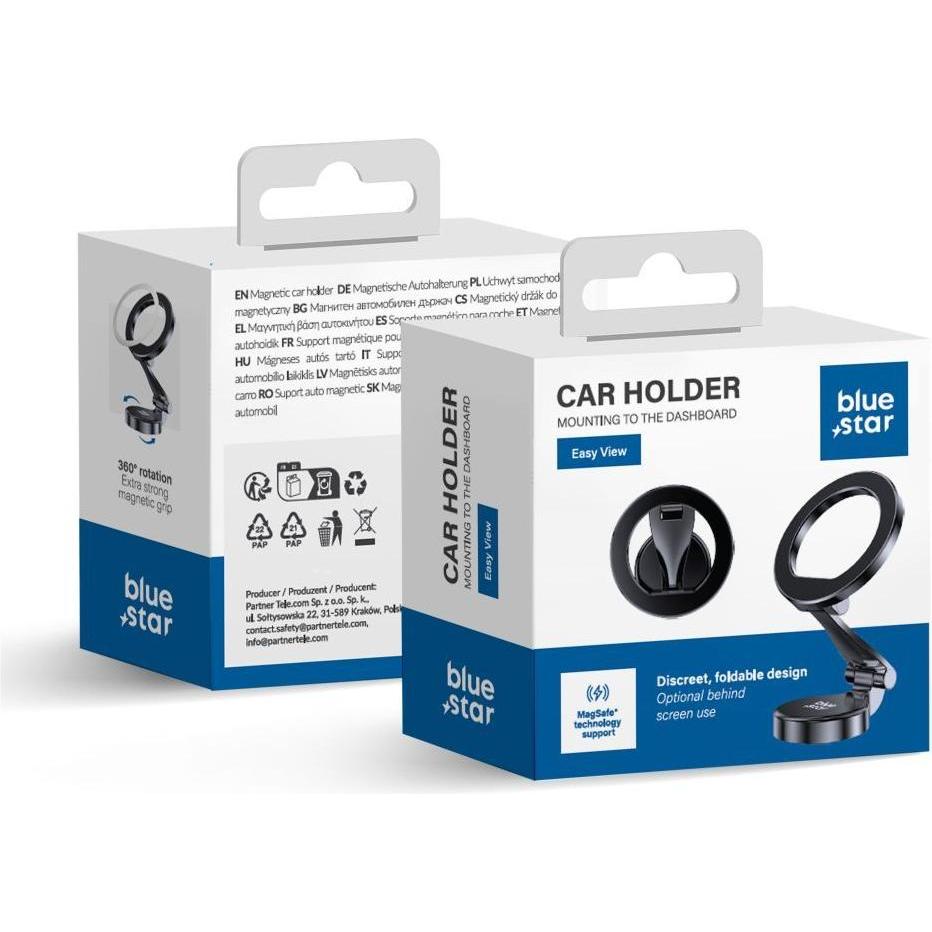 BlueStar Stylus Blue Star Car holder for dashboard BLUE STAR Easy Wiev compatible with MagSafe black, Supporto per smartphone, Nero