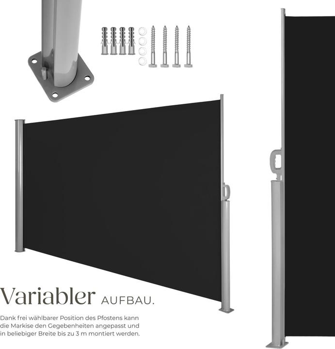 Actual product image tectake Garden Privacy Screen with retractable side awning and aluminium casing (1.60 m)