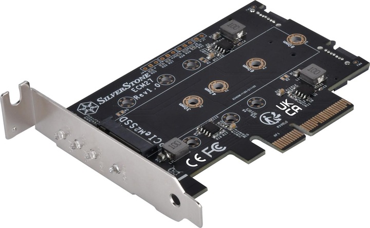 Silverstone SST-ECM27 M.2/SATA Adapterkarte, PCIe 4.0, 1x M-Key, 2x SATA 6G - Low Profile
