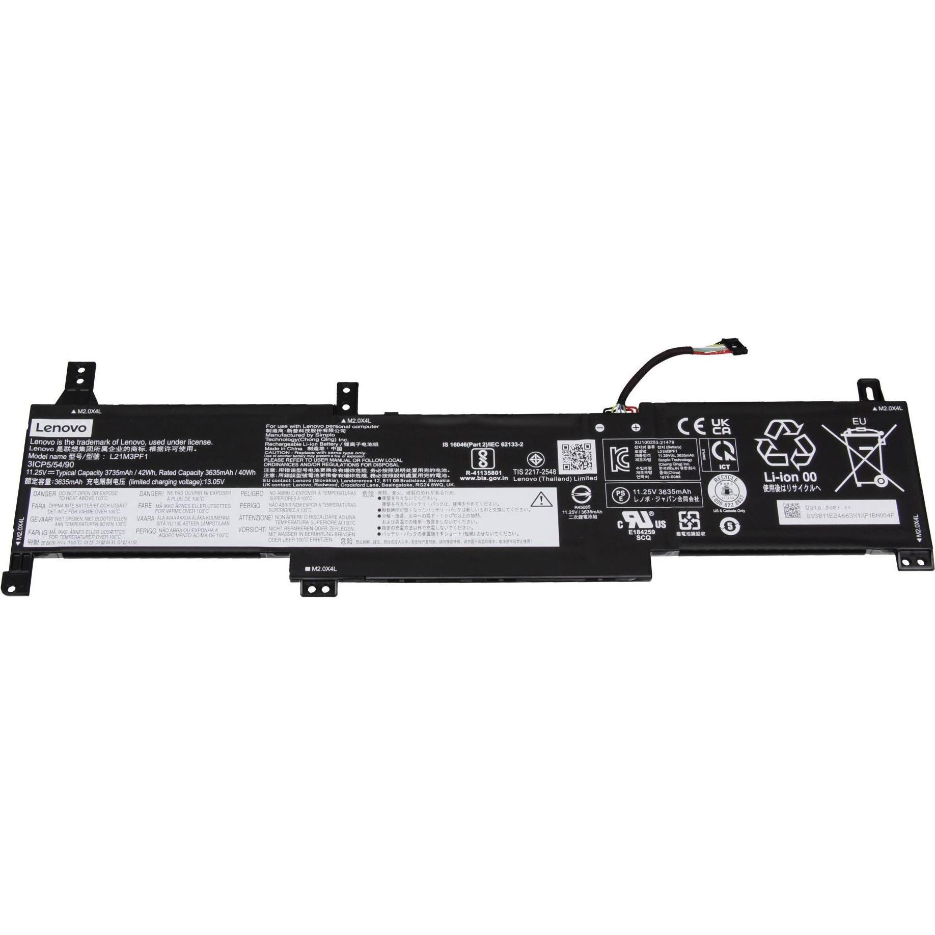 Lenovo 5B11D70895 (3 Zellen, 3634 mAh), Notebook Akku