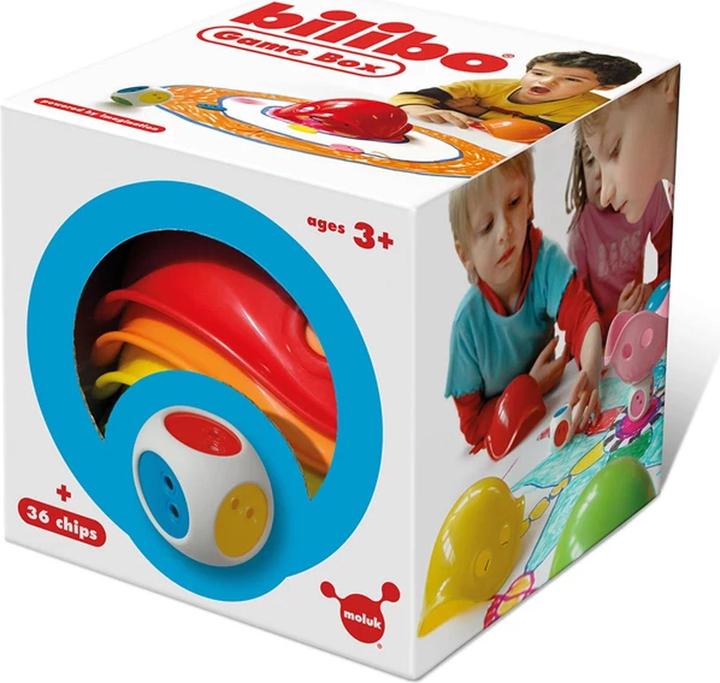 Produktbild Moluk Bilibo Game Box Spielset mit Würfel (Deutsch, Französisch, Schweizerdeutsch, Italienisch, Englisch)