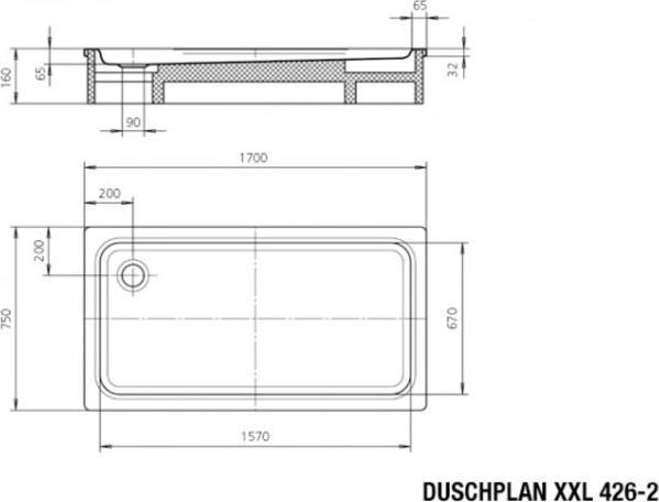 Produktbild Kaldewei Duschplan XXL 426-1 75x170cm