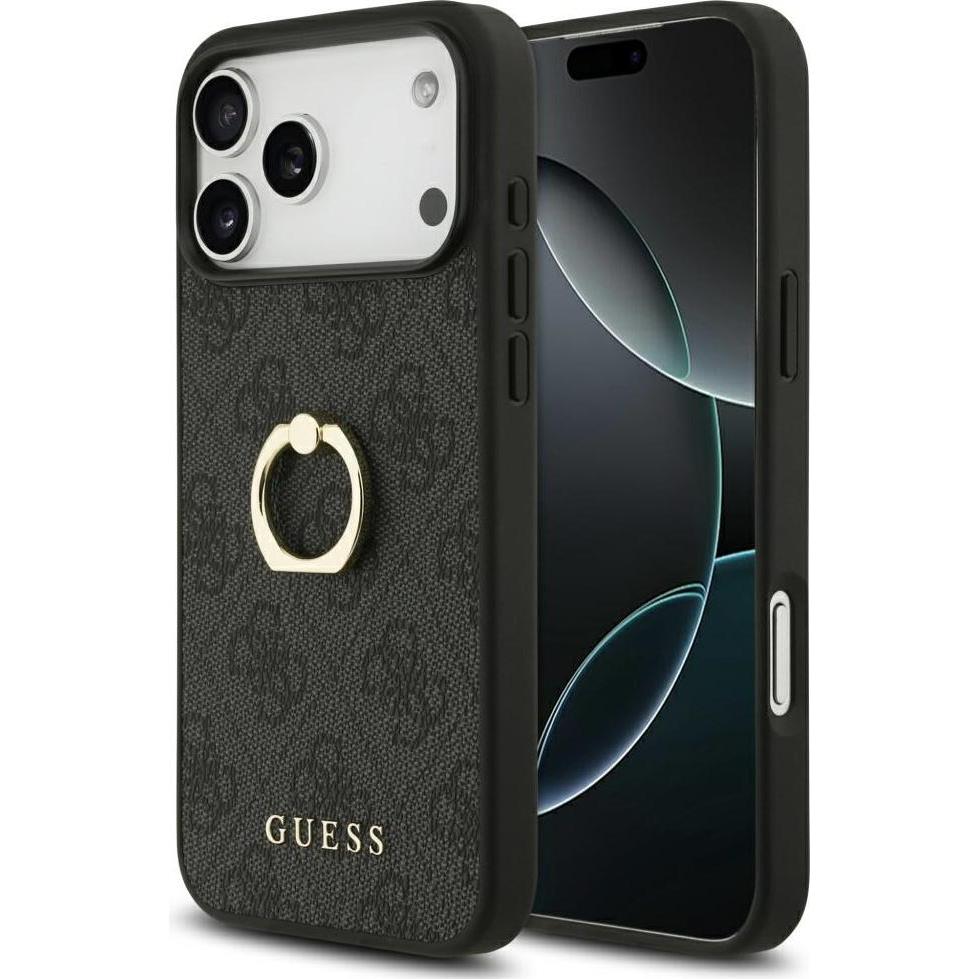 Guess - Hardcase 4G Ring Stand (GUHCP17X4GMRGR) - iPhone 17 Pro Max - Black (Apple iPhone 17 Pro Max), Cover smartphone, Nero