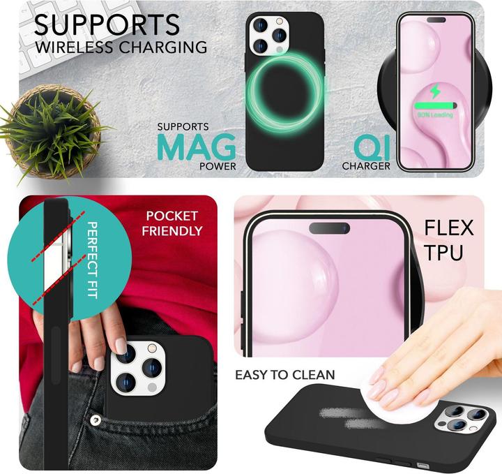 Produktbild Nalia Liquid Silikon Hülle mit MagSafe Funktion & 2x Display Schutzglas (Apple iPhone 14 Pro)