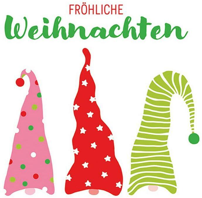 Produktbild Braun + Company Weihnachtsservietten Wichtelmützen Mehrfarbig, 20 (20 Stk., 33 x 33 cm)