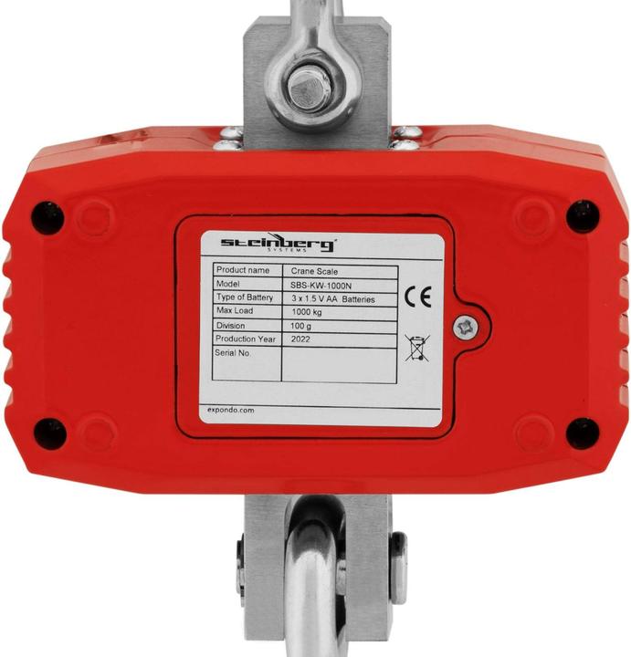 Produktbild Steinberg Kranwaage 1000 kg / 100 g Hängewaage Zugwaage LCD Lastenwaage Aluminiumgehäuse
