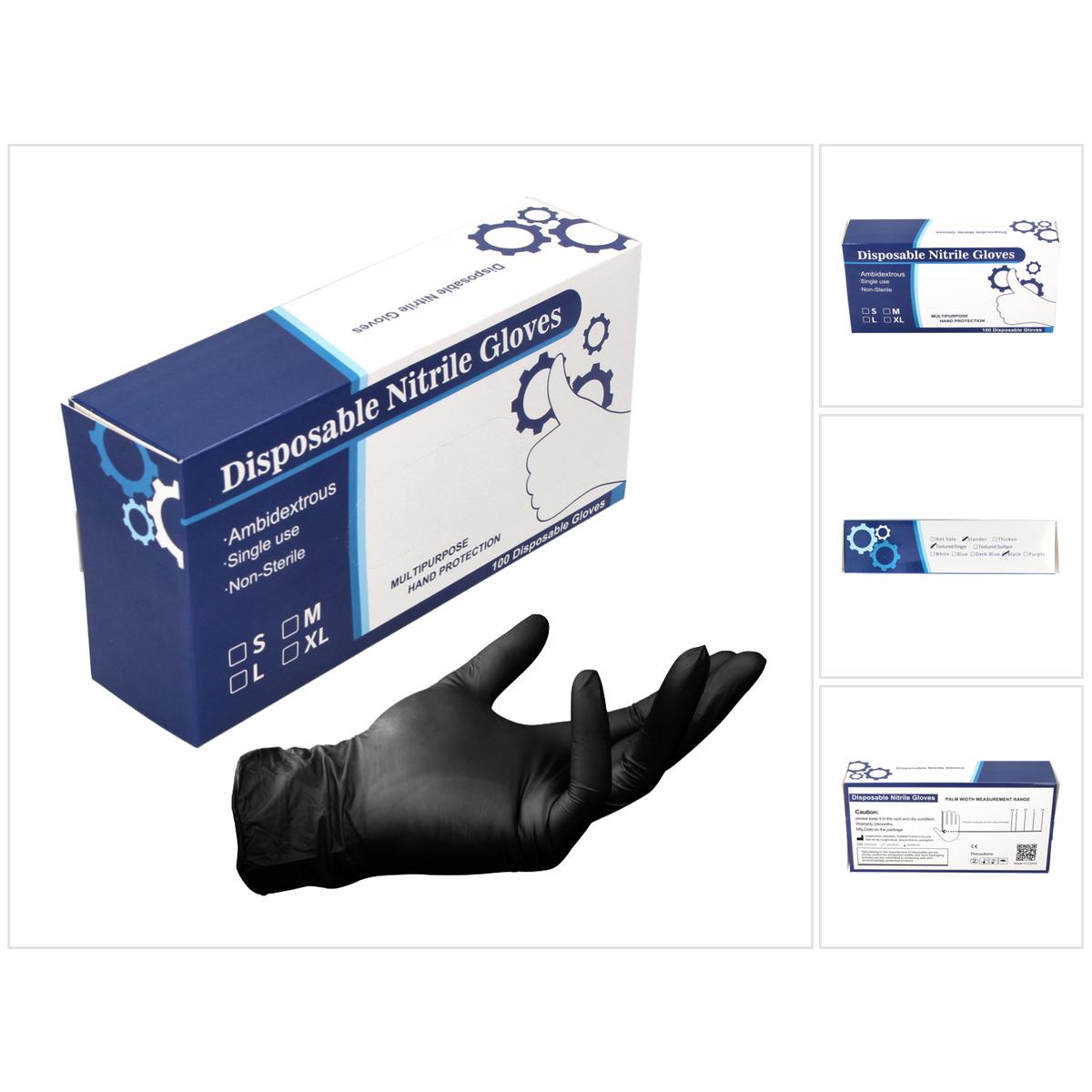 Tool Brothers, Guanti di sicurezza, Guanti monouso in nitrile - in dispenser / neri 100 pezzi Taglia M / Medium / non sterili (M)