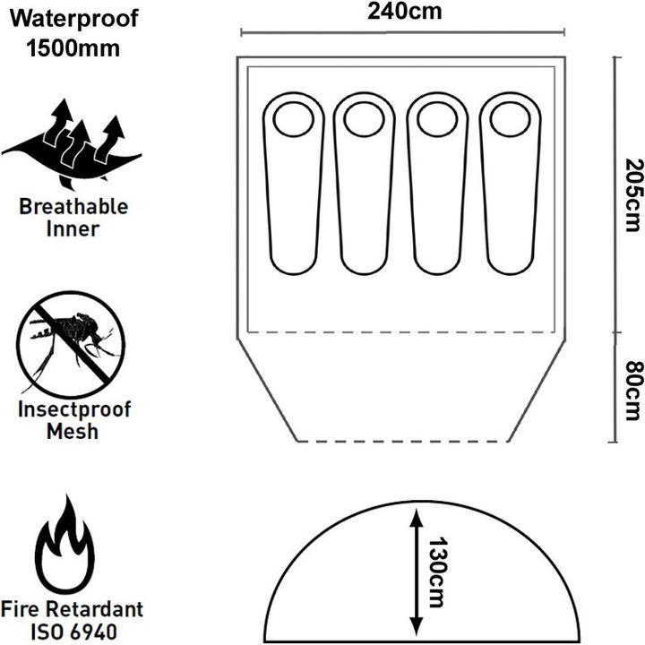 Produktbild Trespass GHABHAR - doppelwandiges 4-Personen Zelt (Kuppelzelt, 4.20 kg, 4 Personen)