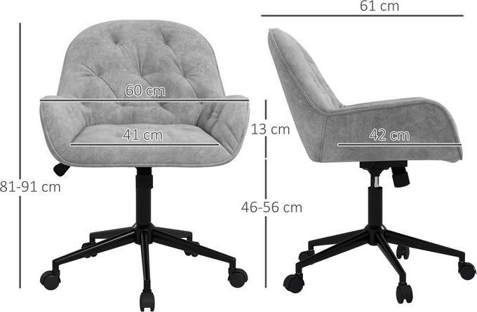 Produktbild Swisshandel24 Bürostuhl mit Wippfunktion, ergonomisch, Samtoptik, Hellgrau (46 - 56 cm)