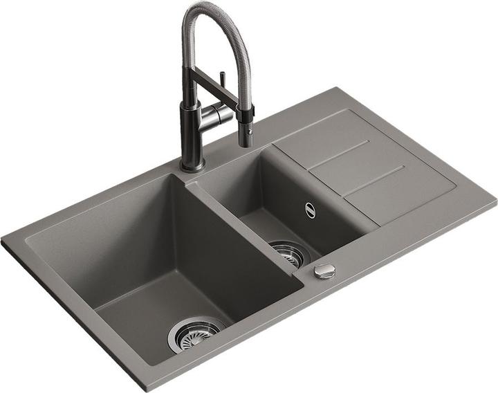 Produktbild Bergström Seattle mit 2 Spülbecken & Trockenplatz (Einbauspüle mit Abtropffläche, 80 cm, 50 cm)