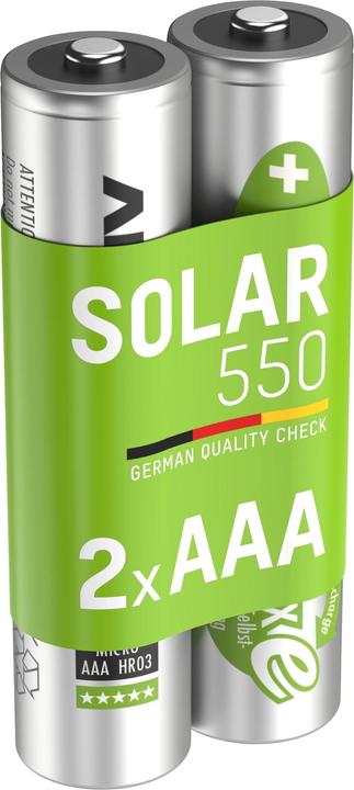 Produktbild Ansmann NiMH HR03 Sol (2 Stk., AAA, 550.55 mAh, Ladegerät inkl. Akku)