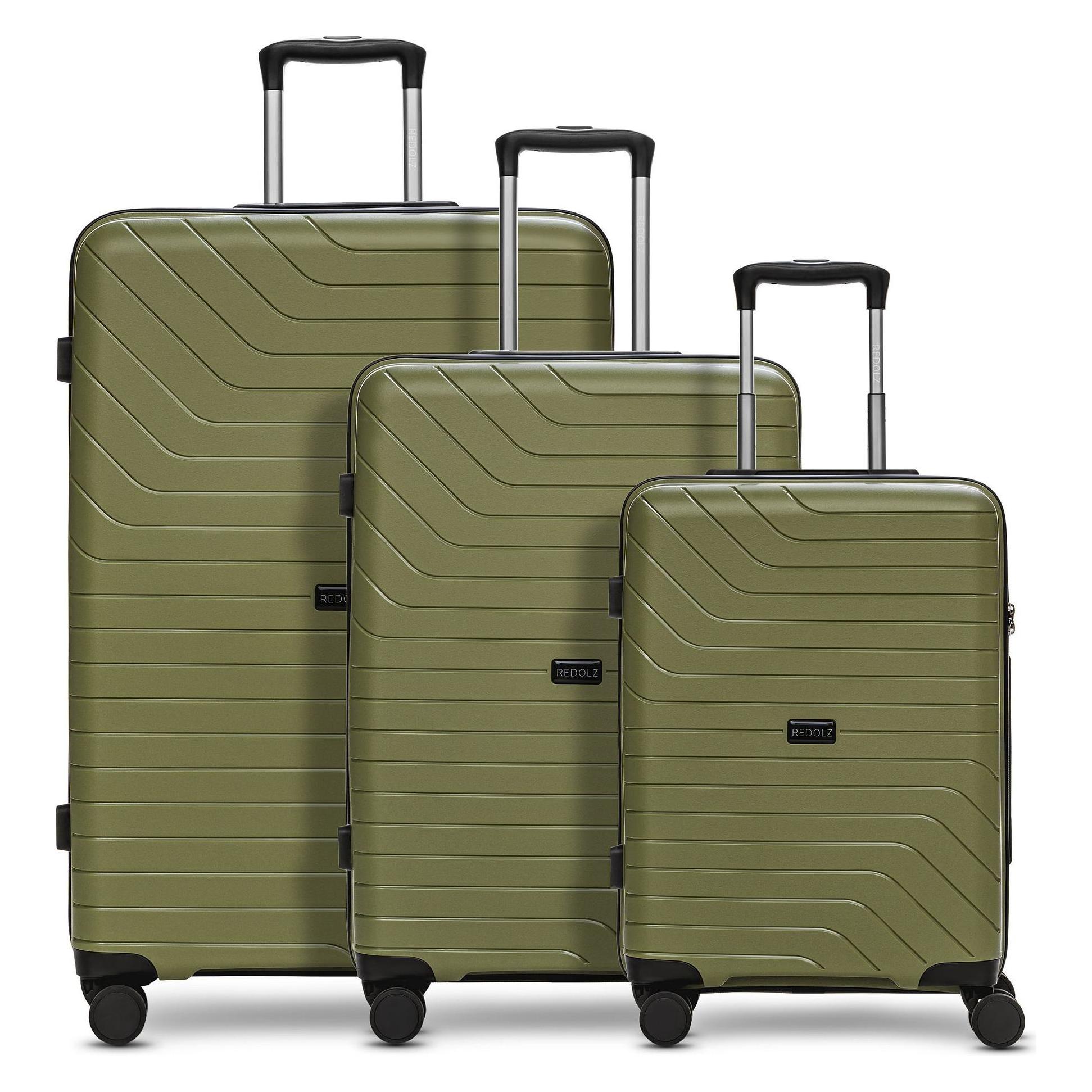 Redolz, Koffer, Essentials 05 3-Set 4 Rollen Kofferset 3-teilig, Grün, (217 l)