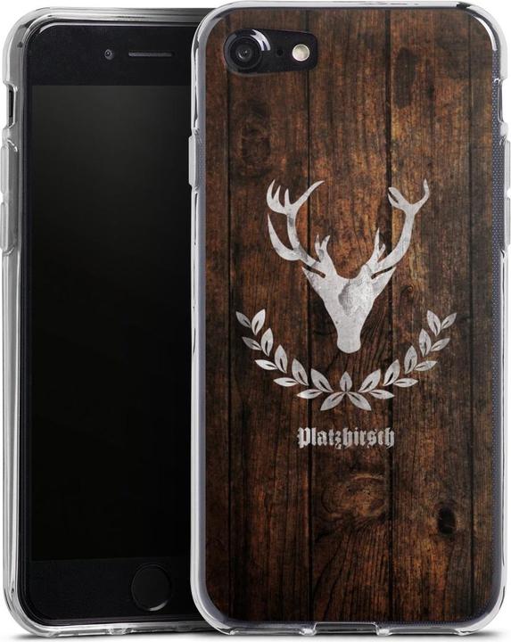 Produktbild DeinDesign Silikon Hülle für Apple iPhone 8 Handyhülle Case Smartphone Schutzhülle Hirsch Holz Holzoptik (Apple iPhone 8)