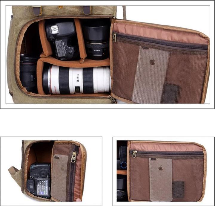 Produktbild JTI Robuster Kamerarucksack im Vintage-Design - Braun (Kamera Schultertasche)