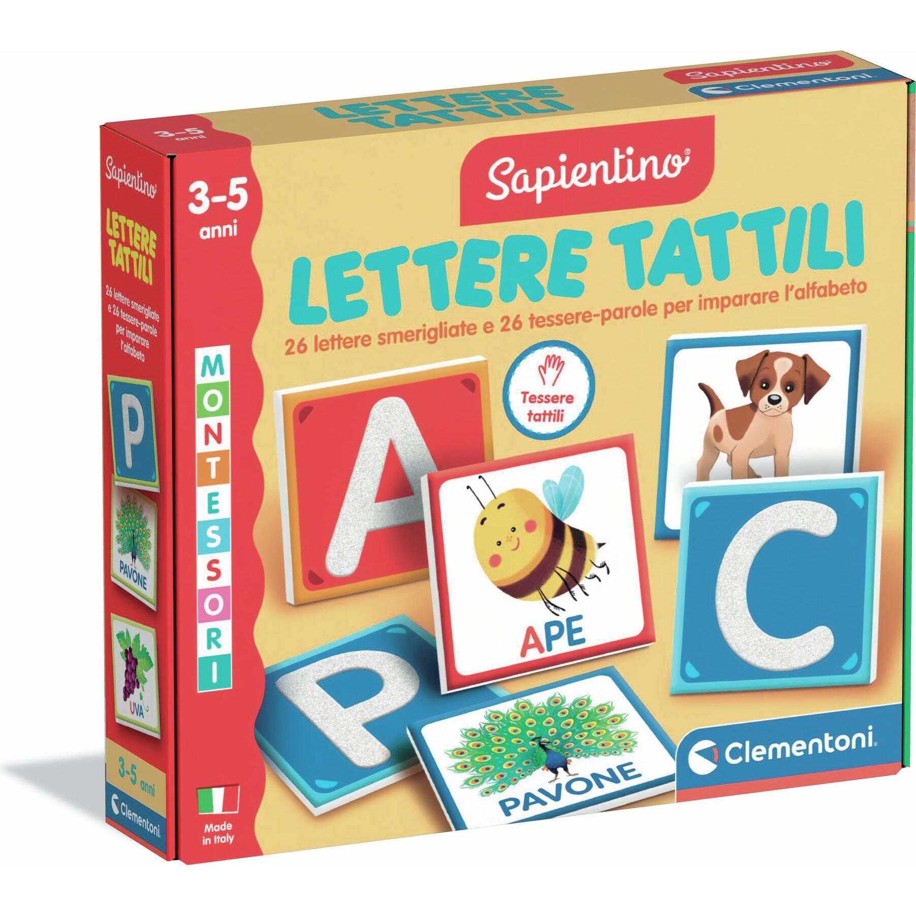 Clementoni Multicolore Montessori - Lettere Tattili (Italiano, 3 - 5 Anni)