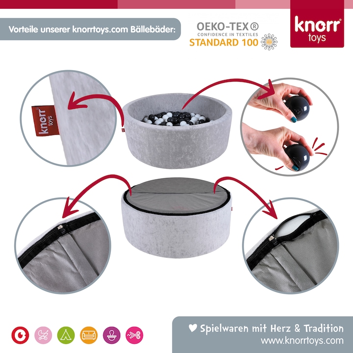 Actual product image Knorrtoys Ball pool soft - "Cosy geo grey" - 300 balls grey/cream (approx. 6cm diameter)
