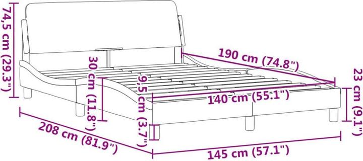 Actual product image vidaXL Bettgestell (140 x 190 cm)