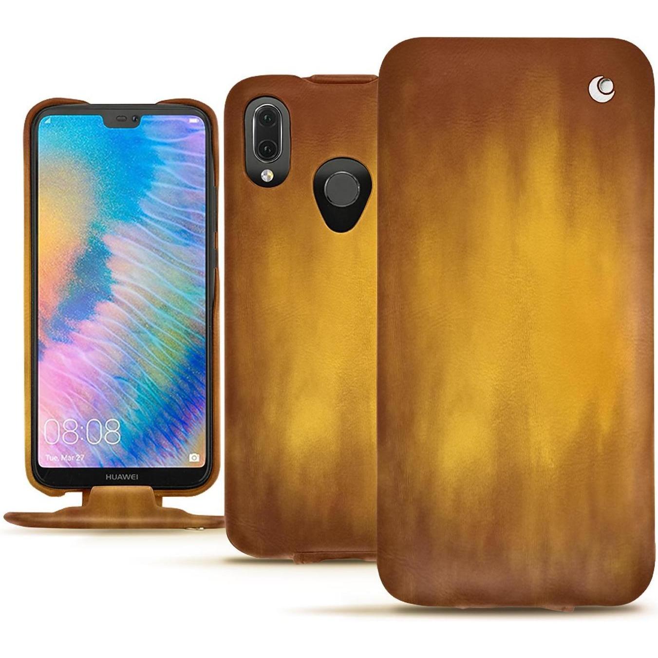 Noreve Lederschutzhülle vertikal (Huawei P20 Lite), Smartphone Hülle, Gold
