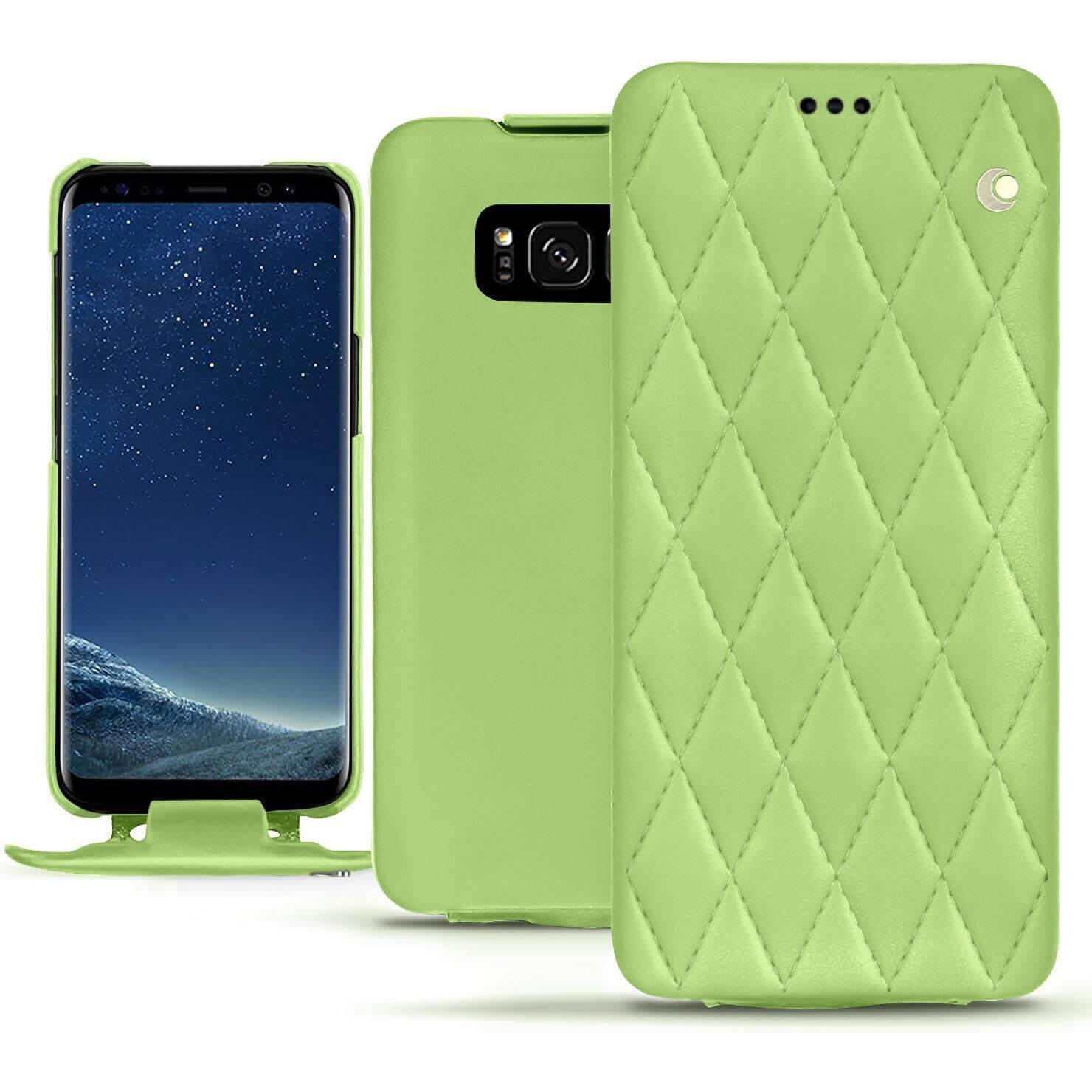 Noreve Lederschutzhülle vertikal (Samsung Galaxy S8), Smartphone Hülle, Grün