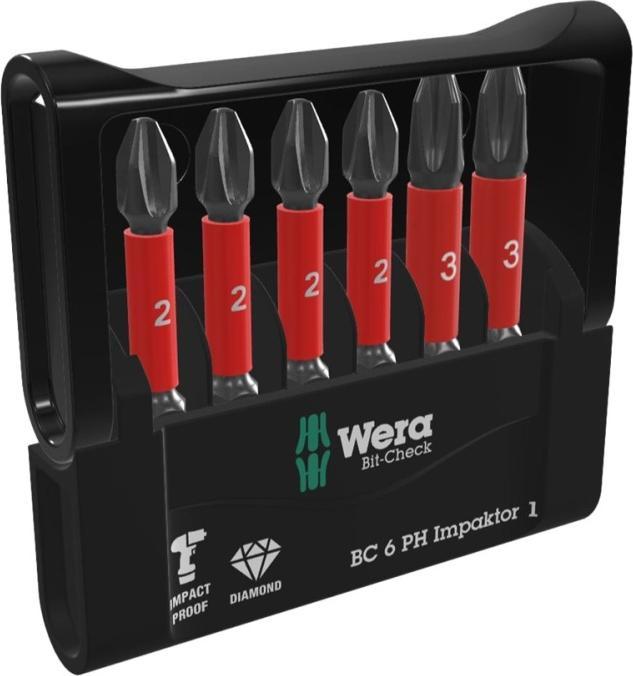 Actual product image Wera Bit-Check 6 PH Impaktor 1 (Cross Phillips PH M2, Cross Phillips PH M3)