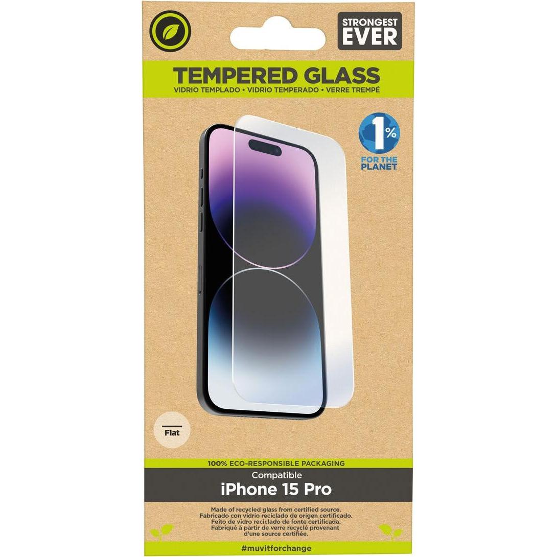 [n]fibrecare Bildschirmschutz fürs Handy Muvit for Change (1 pz., Apple iPhone 15 Pro), Pellicola protettiva smartphone, Trasparente