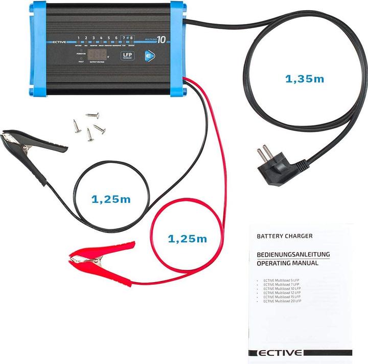 Image du produit Ective 10A 12V Chargeur de batterie au lithium Multiload 10 LFP 8 étapes pour batteries LiFePO4 (12V, 40 A)