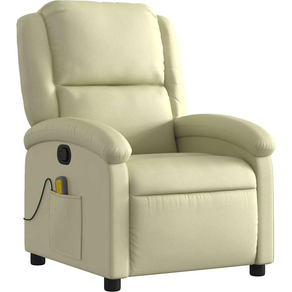 VidaXL, Massageliege + Massagesessel, Massagesessel Creme Echtleder,Farbe: Creme,Material