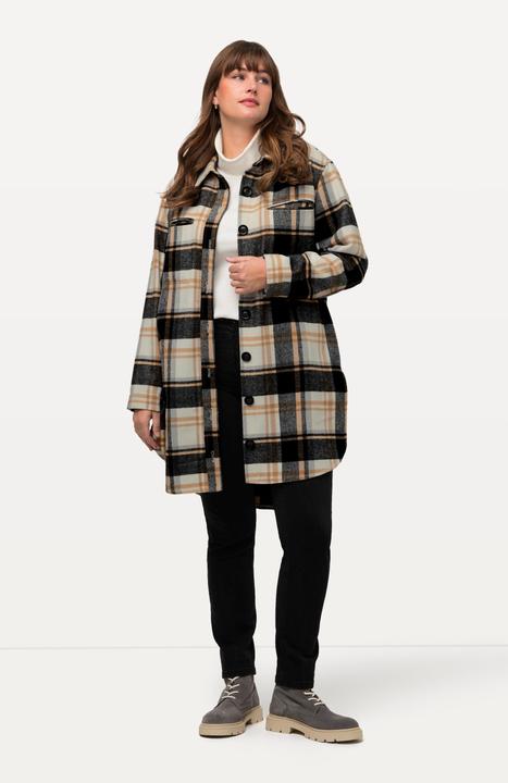 Immagine prodotto Ulla Popken Overshirt di flanella dal taglio oversize con colletto da camicia e maniche lunghe (46, 48)