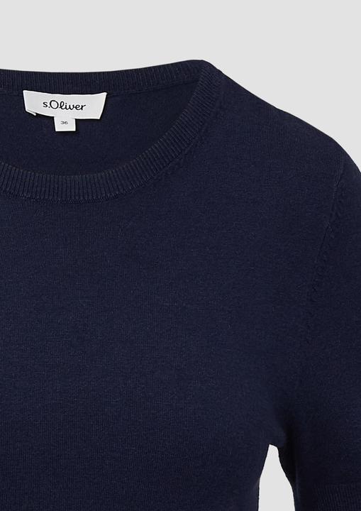 Produktbild s.Oliver Strickpullover Kurzärmeliger Strickpullover mit Rippbündchen im Slim Fit (44)