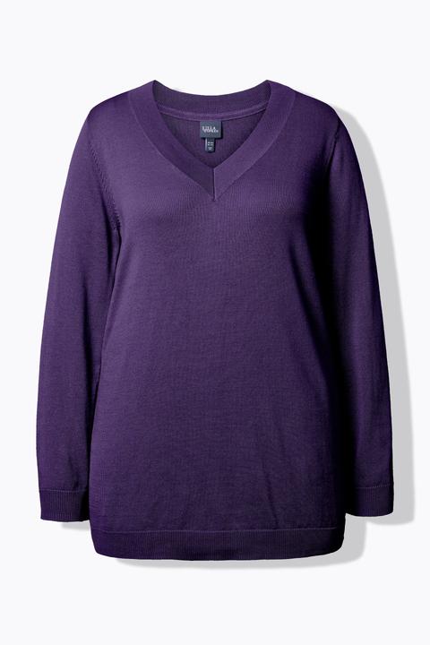 Produktbild Ulla Popken Pullover, V-Ausschnitt, Langarm, weicher Feinstrick (46, 48)