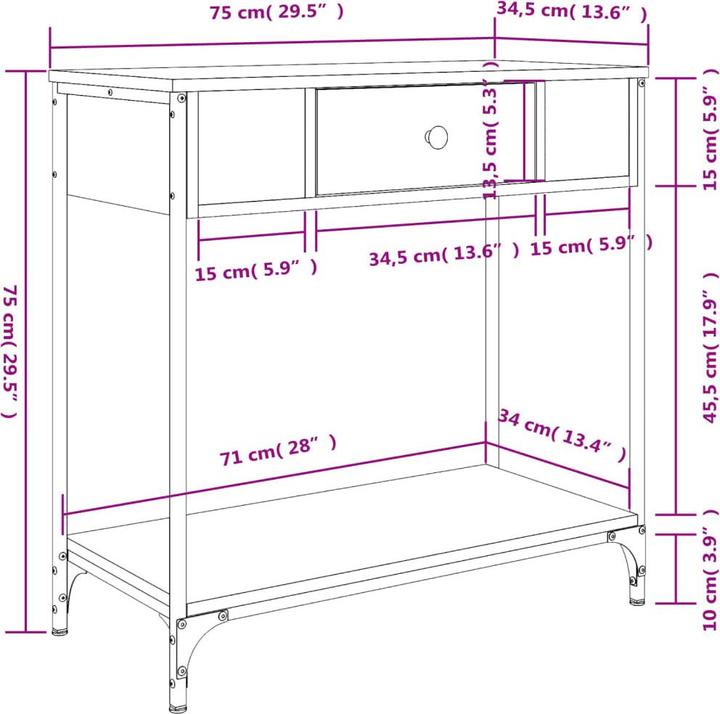 Image du produit vidaXL Konsolentisch (34.50 x 34.50 x 75 cm)