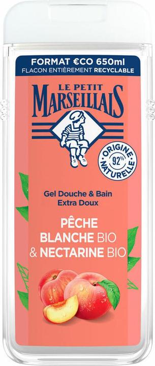 Image du produit Le Petit Marseillais Gel douche et bain extra doux pêche blanche et nectarine biologique 650ml (650 ml)