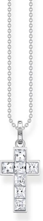 Thomas Sabo Halskette Kreuz mit Weissen Steinen Silber (925er Silber, 40 - 45 cm)