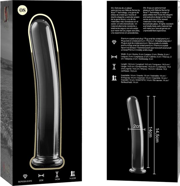 Actual product image Ibiza Nebula Series By ™ - Model 8 Dildo Borosilicate Glass 14.5 X 2 cm Clear